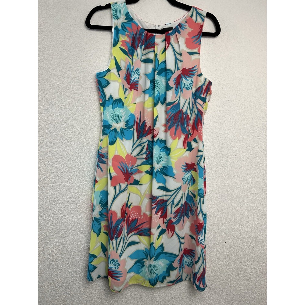 Worthington Womens Shift Dress 10 Multicolor Floral Sleeveless Lined Polyester